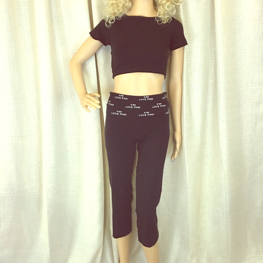 Victorias Secret Pink Black Capris Size XS